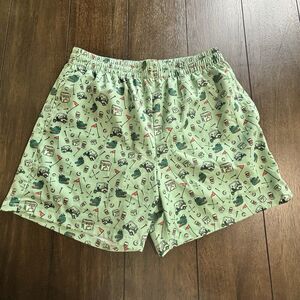 Old Row Shorts Mens Small Green All Over Print Golf Theme Performance
